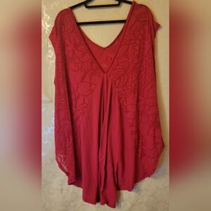 Lane Bryant Red Floral Blouse